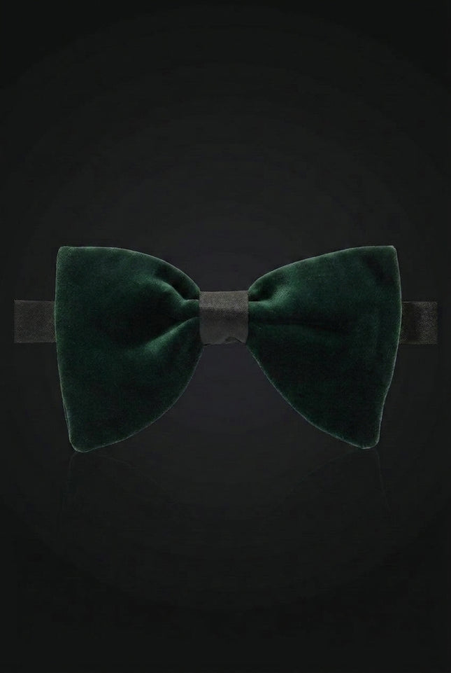 Velvet Pre-Tied Bow Tie - Green - front