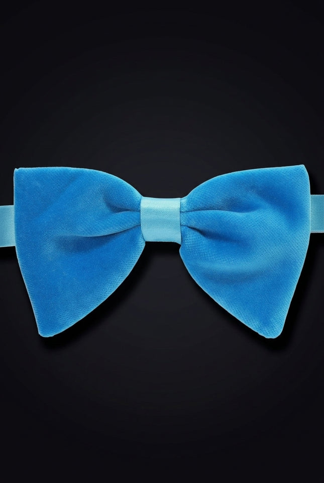 Cotton Velvet Bow Tie - Blue - front