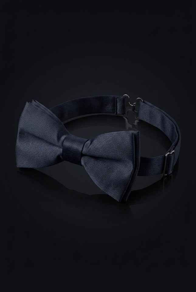 Pre-Tied Satin Bow Tie - Dark Navy - angle