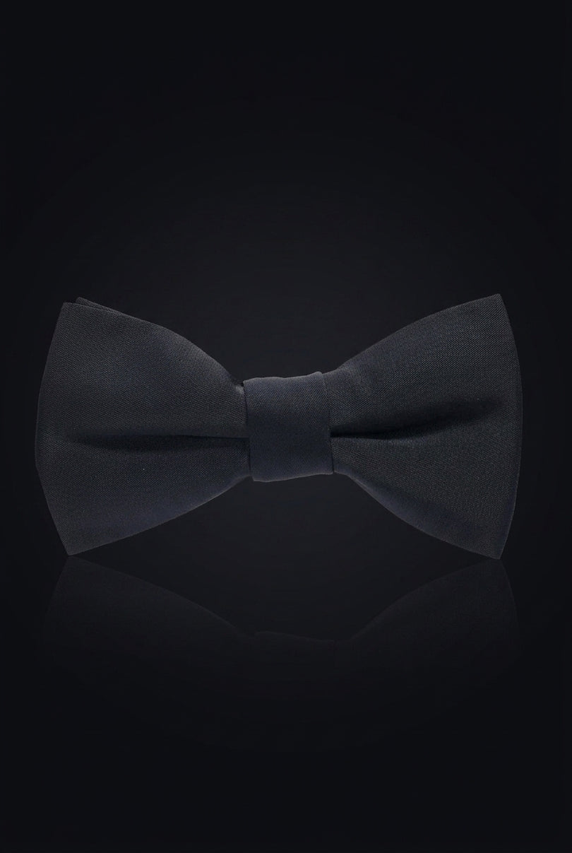 Pre-Tied Satin Bow Tie - Dark Navy - front