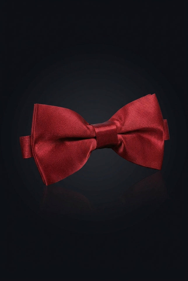 Satin Pre-Tied Bow Tie - Burgundy - angle