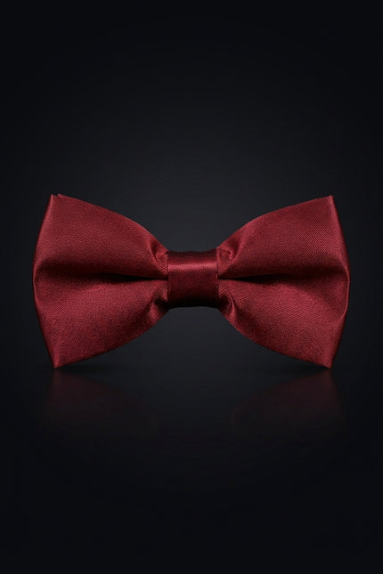 Satin Pre-Tied Bow Tie - Burgundy - front