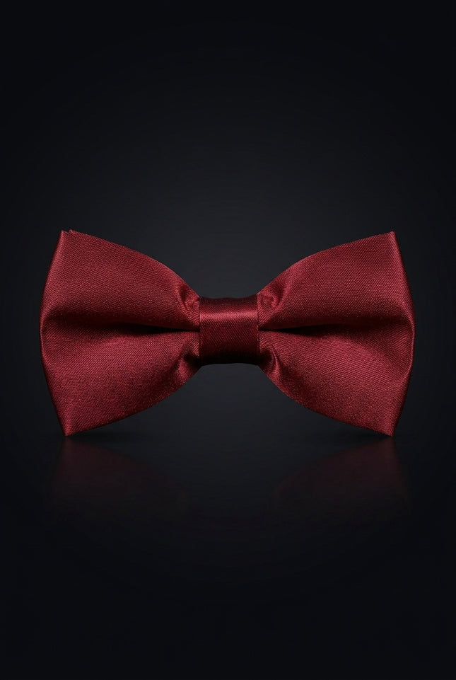 Satin Pre-Tied Bow Tie - Burgundy - front