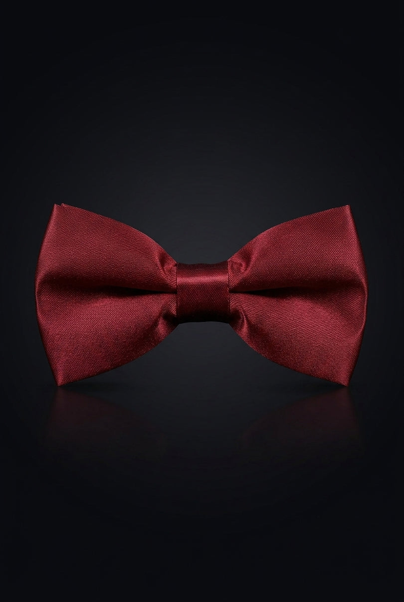 Satin Pre-Tied Bow Tie - Burgundy - front