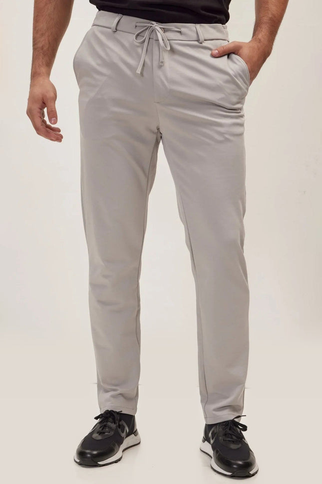 Fitted Drawstring Casual Pants - Grey