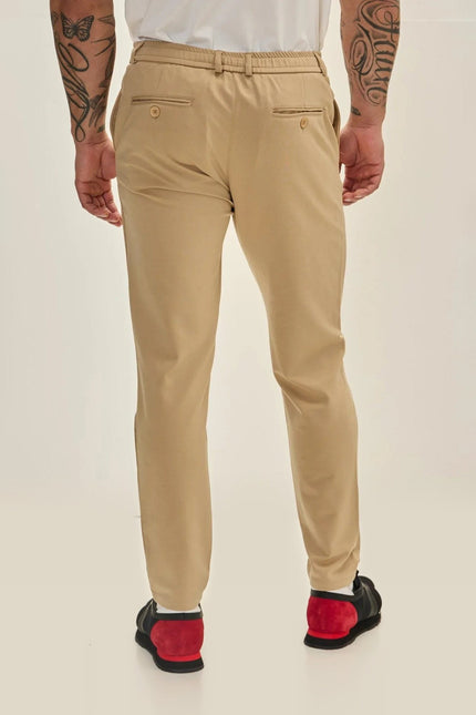 Fitted Drawstring Casual Pants - Stone