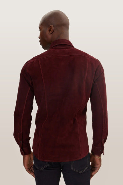 Lambskin Suede Shirt - Burgundy