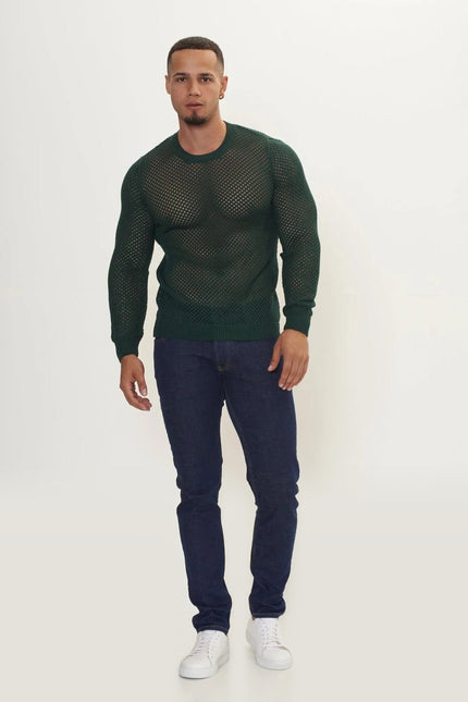 Fishnet Muscle Fit Top - Green