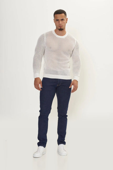 Fishnet Muscle Fit Top - Off-White