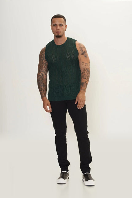 Mesh Muscle Fit Tank Top - Green