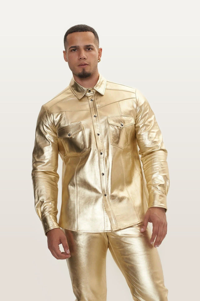 Lambskin Leather Shirt - Gold