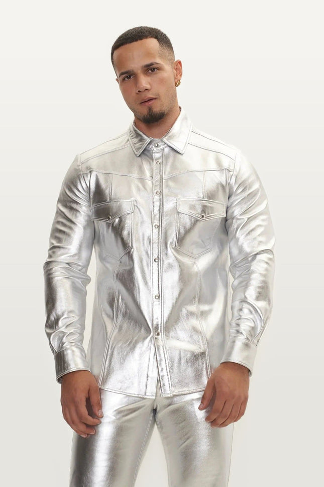 Lambskin Leather Shirt - Silver