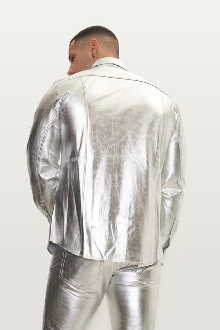 Lambskin Leather Shirt - Silver