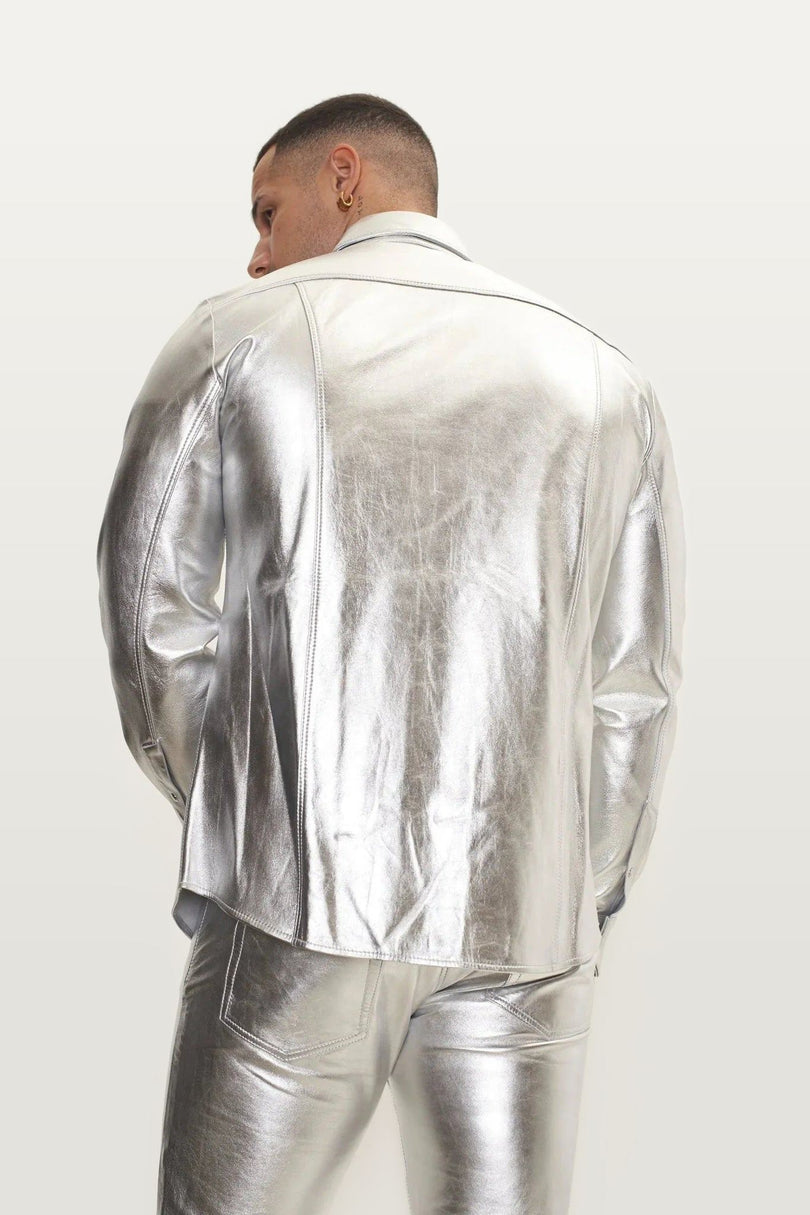 Lambskin Leather Shirt - Silver