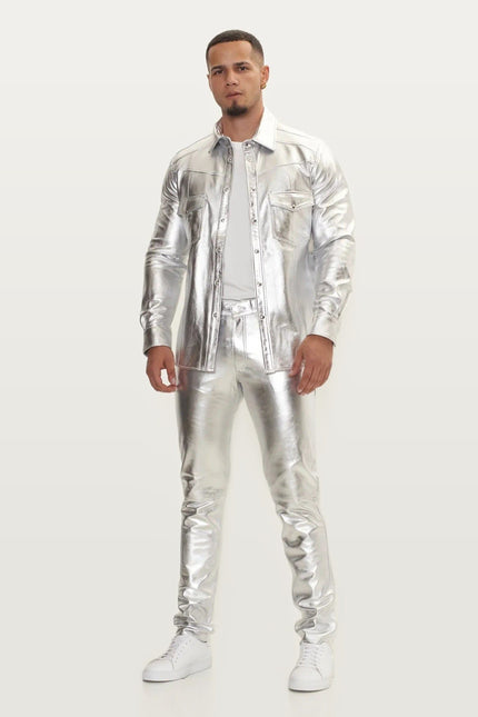 Lambskin Leather Shirt - Silver