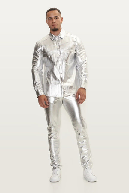 Lambskin Leather Shirt - Silver