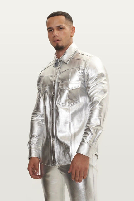 Lambskin Leather Shirt - Silver