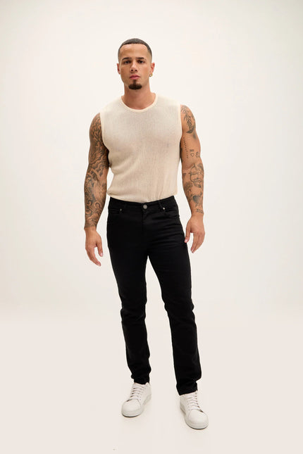 Soft Cotton Five-Pocket Pants - Jet Black