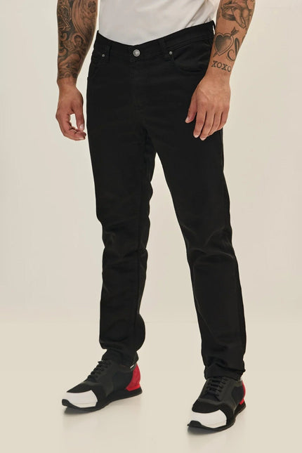 Soft Cotton Five-Pocket Pants - Jet Black