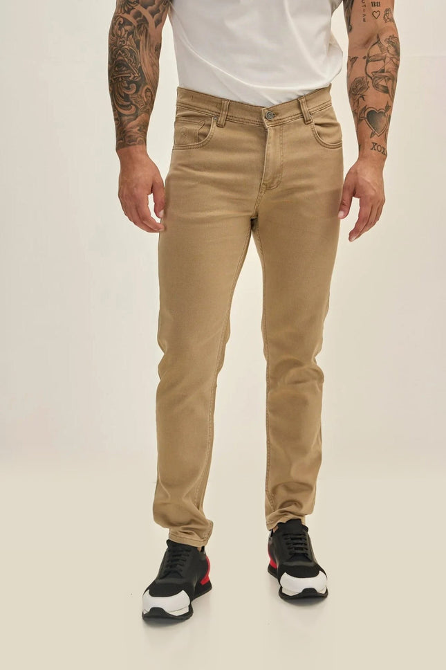 Soft Cotton Five-Pocket Pants - Milk Brown