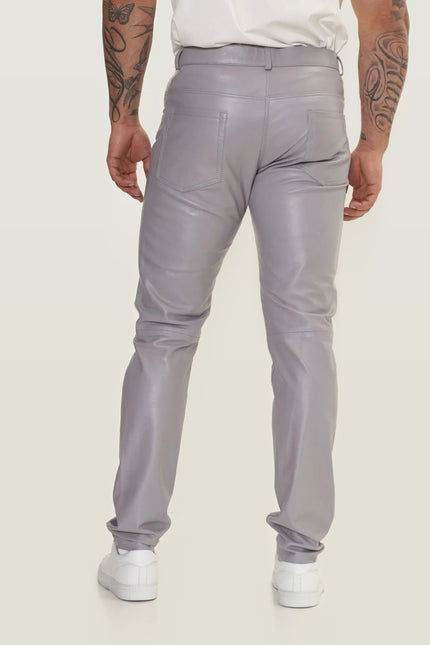 Lambskin Leather Pants - Grey