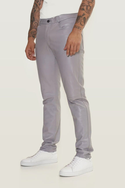 Lambskin Leather Pants - Grey