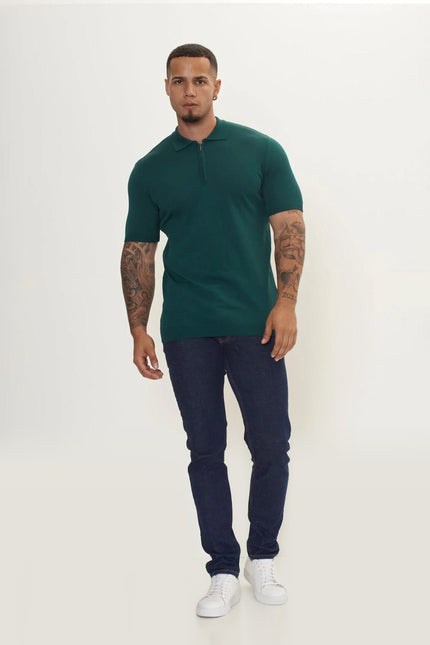 Half-Zip Polo Shirt - Green
