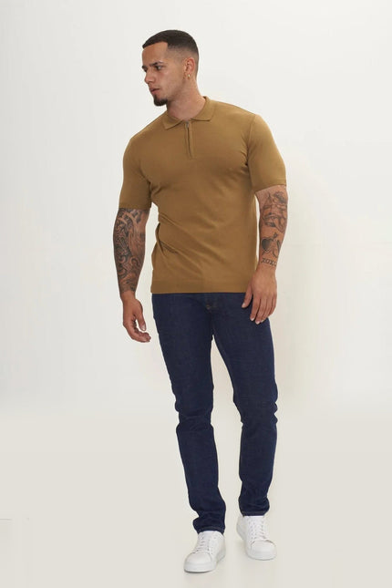 Half-Zip Polo Shirt - Mustard