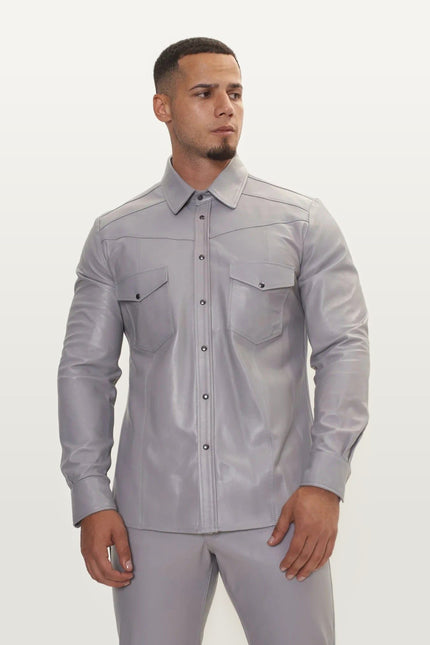 Lambskin Leather Shirt - Grey