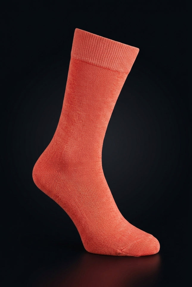 Solid Cotton Socks - Orange - flat