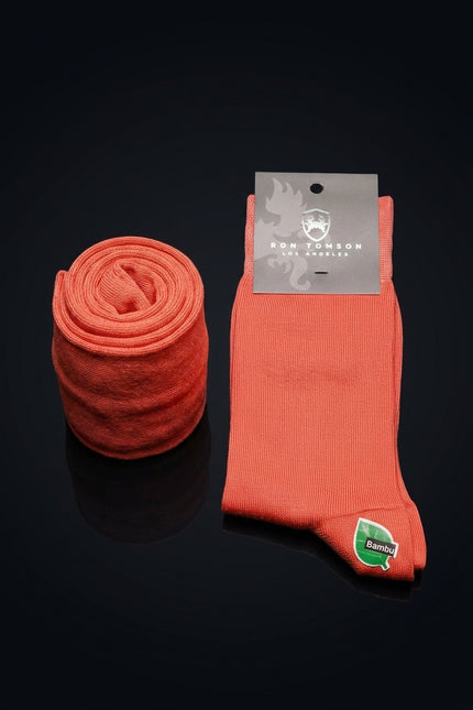 Solid Cotton Socks - Orange - pair