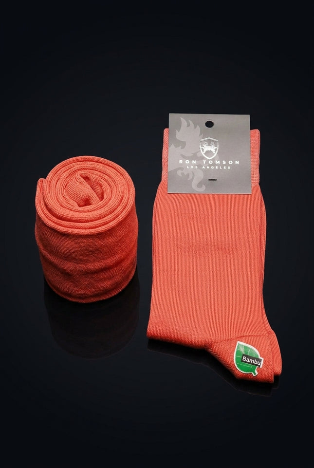 Solid Cotton Socks - Orange - pair