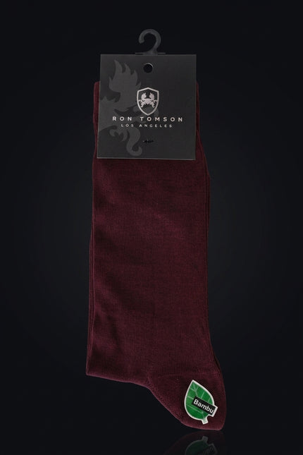 Solid Cotton Sock - Burgundy - flat