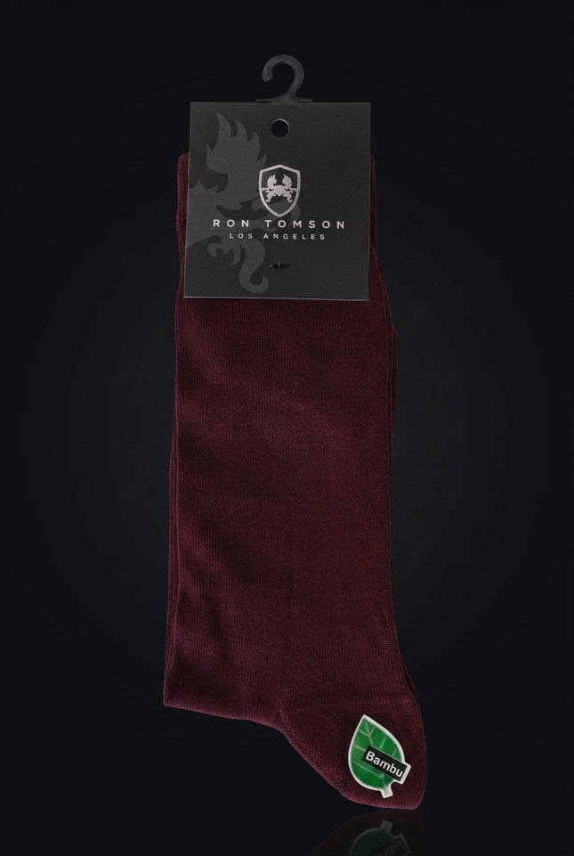 Solid Cotton Sock - Burgundy - flat