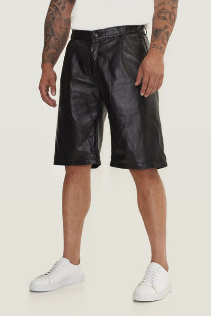 Nappa Lambskin Leather Shorts - Black