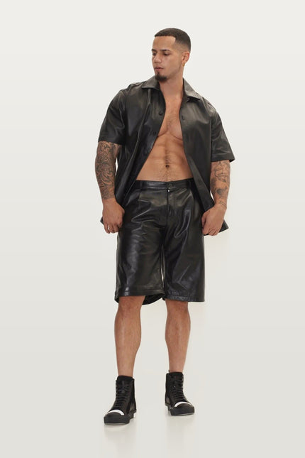 Nappa Lambskin Leather Shorts - Black