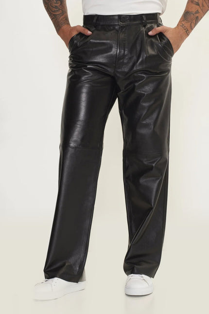Lambskin Leather Pants - Black