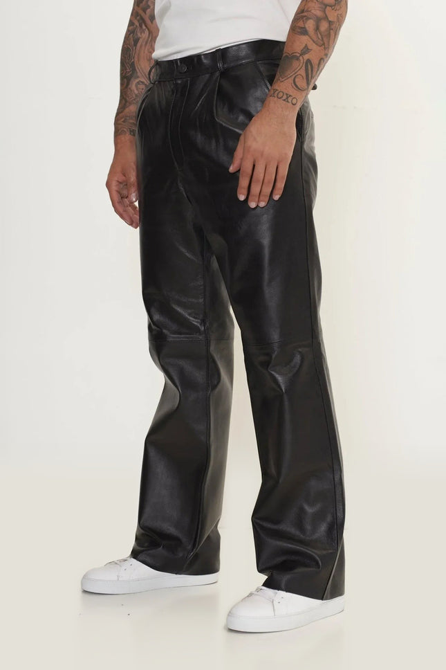Lambskin Leather Pants - Black