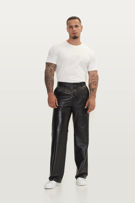 Lambskin Leather Pants - Black