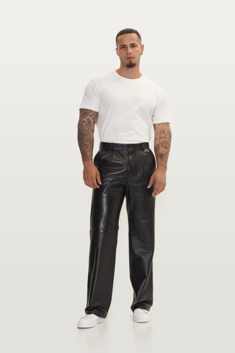 Lambskin Leather Pants - Black