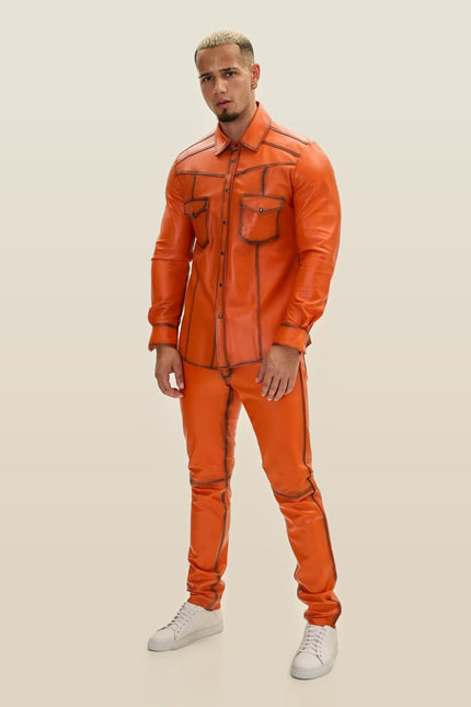 Lambskin Leather Shirt - Orange Tint