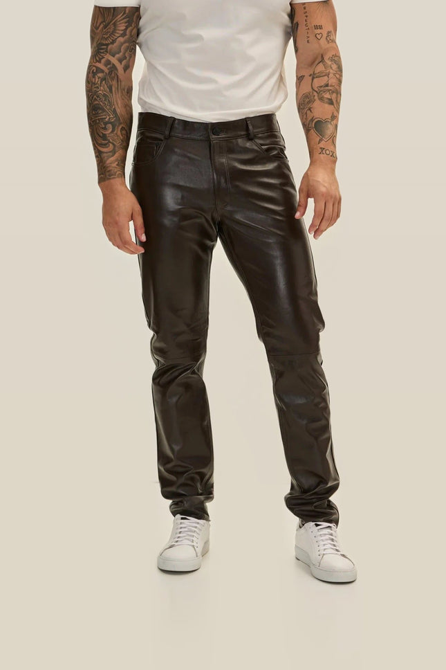Lambskin Leather Pants - Dark Brown