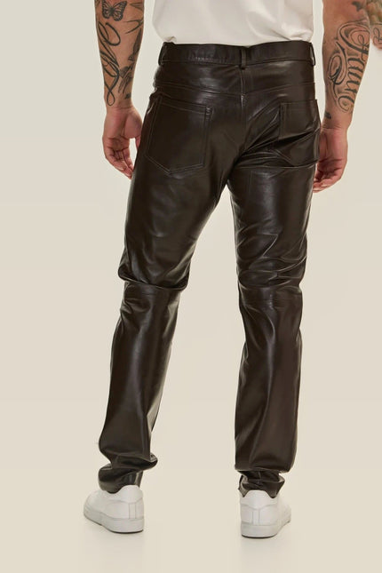 Lambskin Leather Pants - Dark Brown