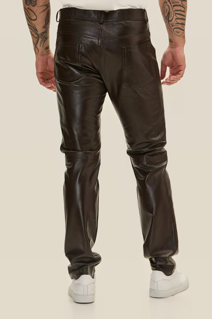 Lambskin Leather Pants - Dark Brown