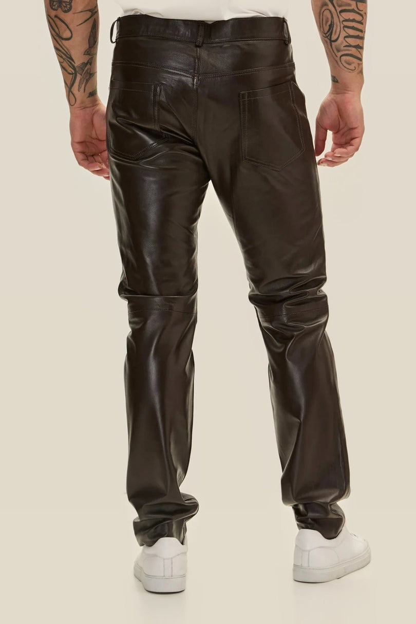 Lambskin Leather Pants - Dark Brown