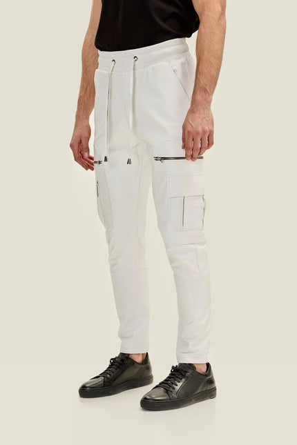 Lambskin Leather Joggers - White