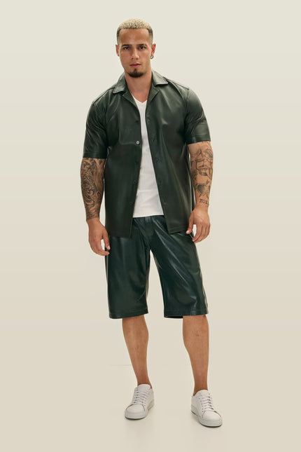 Nappa Lambskin Leather Shorts - Green