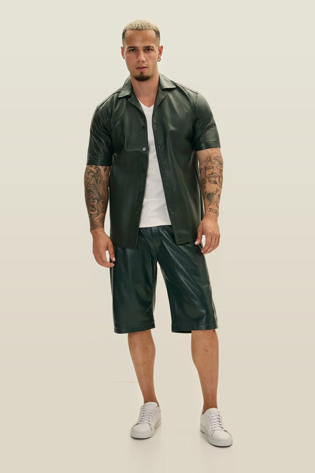 Nappa Lambskin Leather Shorts - Green