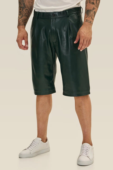Nappa Lambskin Leather Shorts - Green