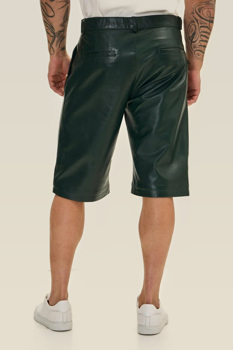 Nappa Lambskin Leather Shorts - Green
